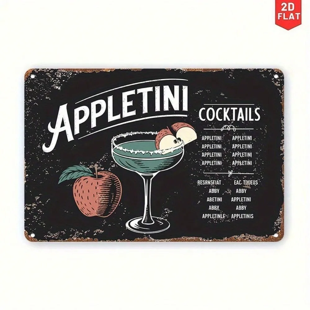 

Vintage Metal Tin Sign,Retro Bar Decor,Appletini Cocktail Recipe Wall Art,Home Kitchen Pub Wall Decoration,For Ramadan 2026 Vale