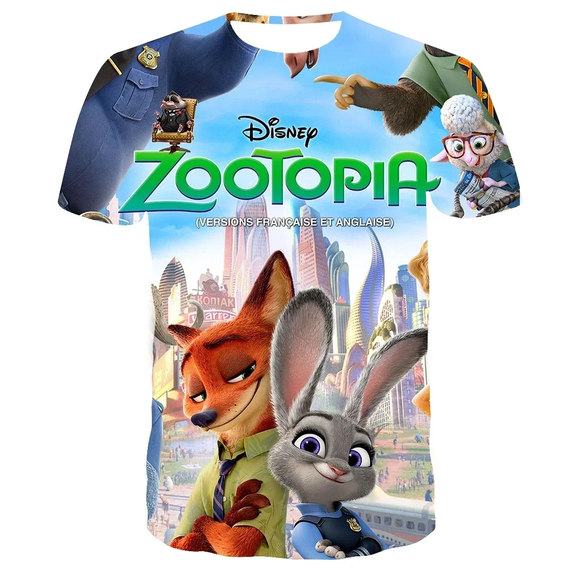 2024 lato Disney Cartoon film Zootopia dzieci Streetwear z krótkim rękawem Judy Nick T Shirt odzież dla dzieci T-Shirt chłopcy dziewczyny topy