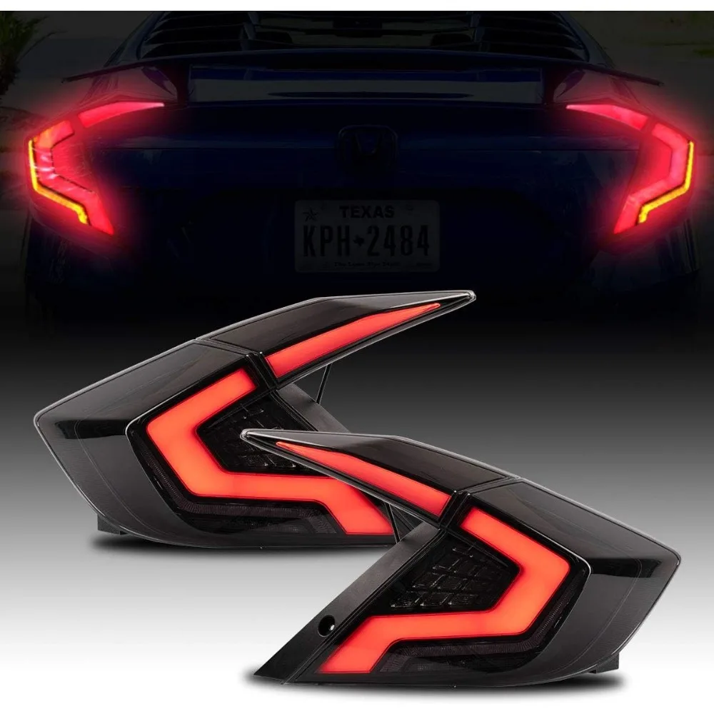 LED Tail Lights For Honda Civic Sedan 10Th Gen 2016-2021 DRL Start Up Animation Rear Lamp Assembly (Not for hatchback & Coupe)