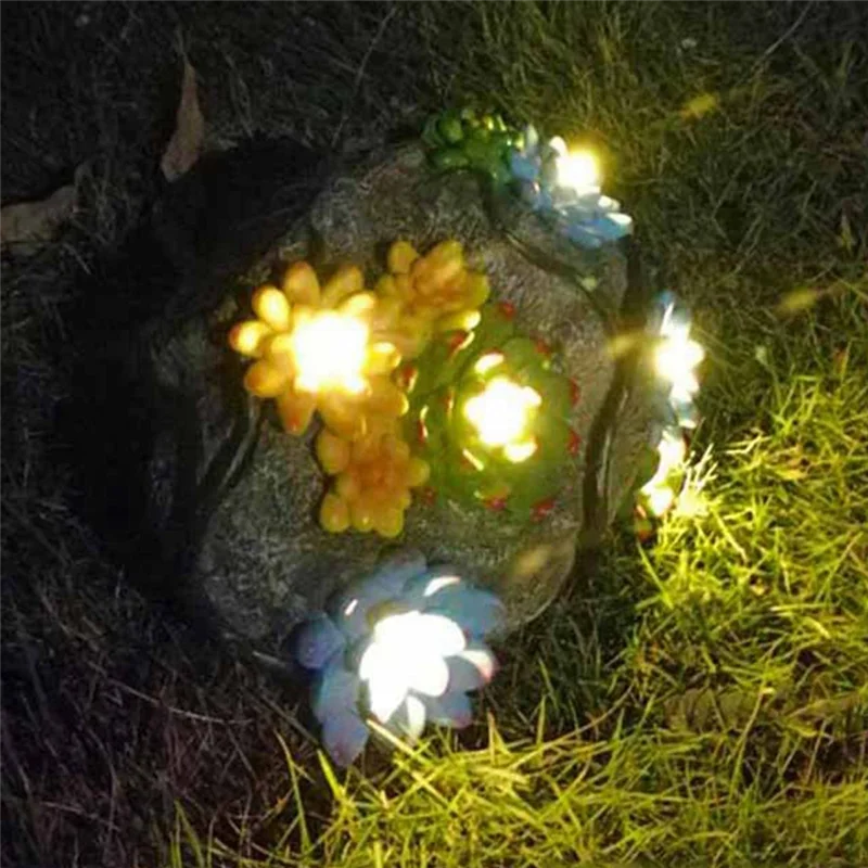 b62b-樹脂多肉植物ソーラーライトガーデンスタチュー、パティオの芝生用のカラフルな庭のアートワーク、美しくユニークな装飾ギフト