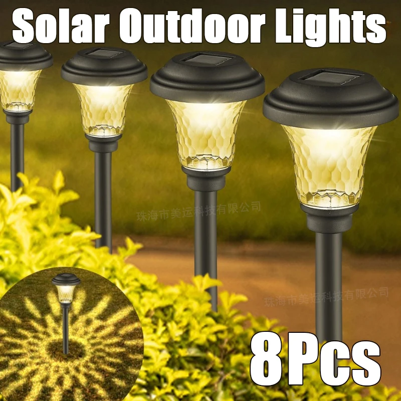 

8Pcs Outdoors Solar Lawn Lights LED Villa Courtyard Landscape Path Lightings New Balcony Gardens Festival Party Decoration Lamps