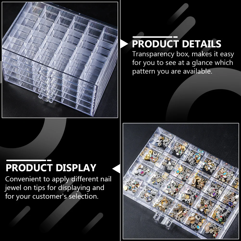 Organizer na sztuczne paznokcie, pojemnik na tipsy, 120 przegródek, przezroczysty, duża pojemność, etui na ozdoby do paznokci, cekiny, organizer do przechowywania akcesoriów do manicure