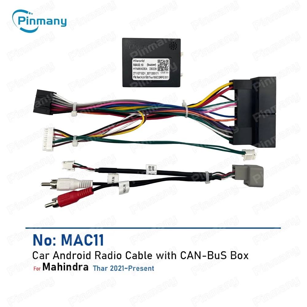 Car Android Radio Cable Accessories MAC11 Stereo audio Power Wire Harness Socket with CAN Bus Adapter for Mahindra XUV300 THAR