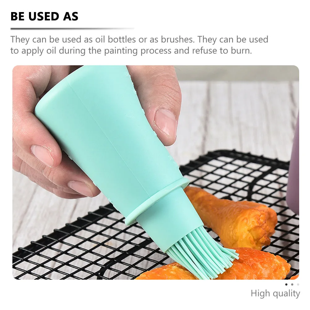 

3pcs Silicone Oil Bottle Brush With Scale Design For Bbq Baking Basting Outdoor Barbecue Kitchen Supplies Accessories