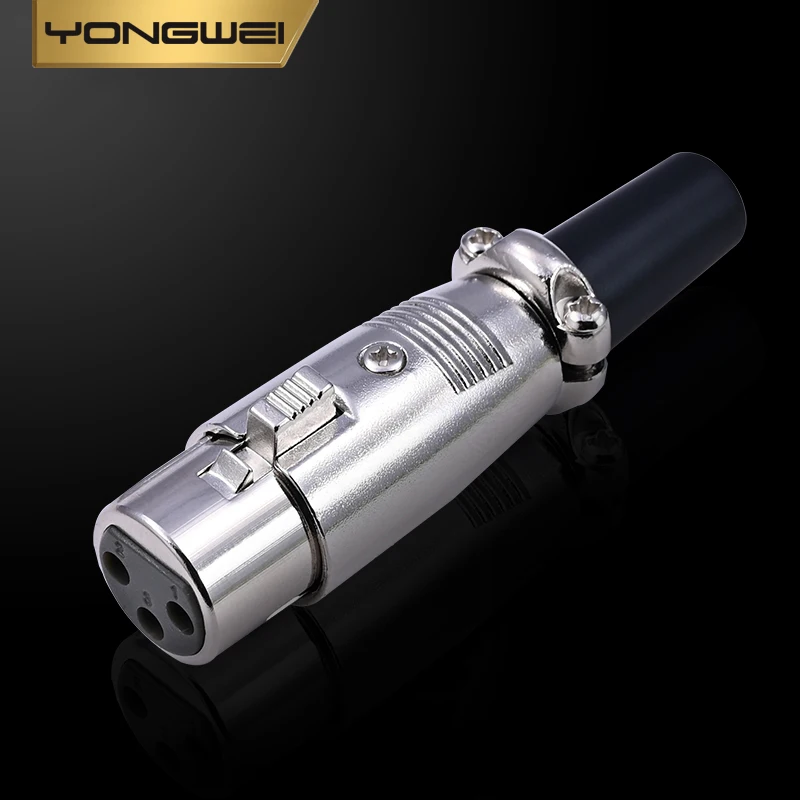 YONGWEI 3Pin Gold-plated XLR Male/Female Plug Microphone Connector Zinc alloy Housing Balanced Speaker, power amplifier, mixer