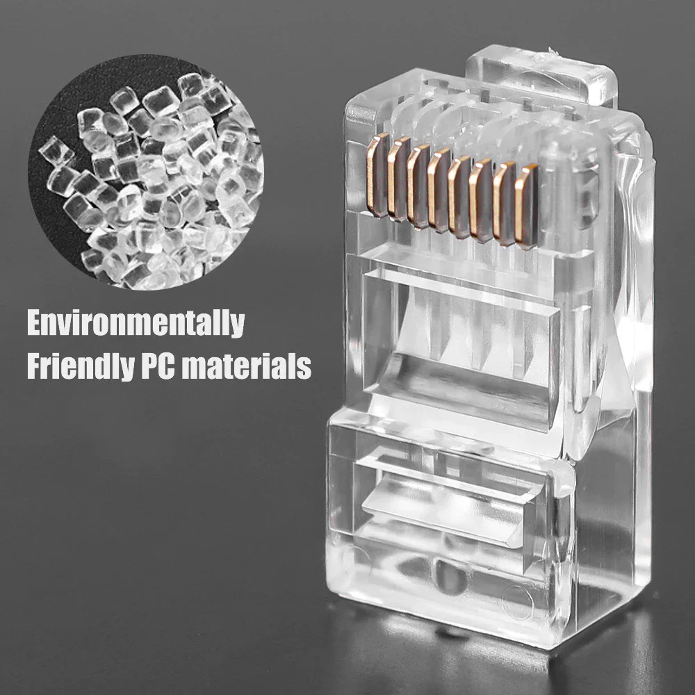 30pc RJ45 Ethernet Cables Module Plug Network Connector for UTP Cat6 Cat5e Network Cable Crystal Heads Suitable for Computer TV