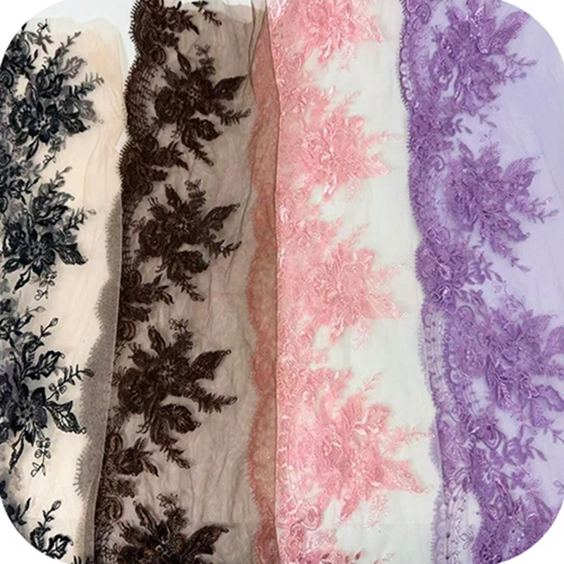 

20Yards Purple Pink Embroidery Lace Trim Skirt Hem Underwear Sewing Craft DIY Apparel Wedding Fabric Lace Lingerie