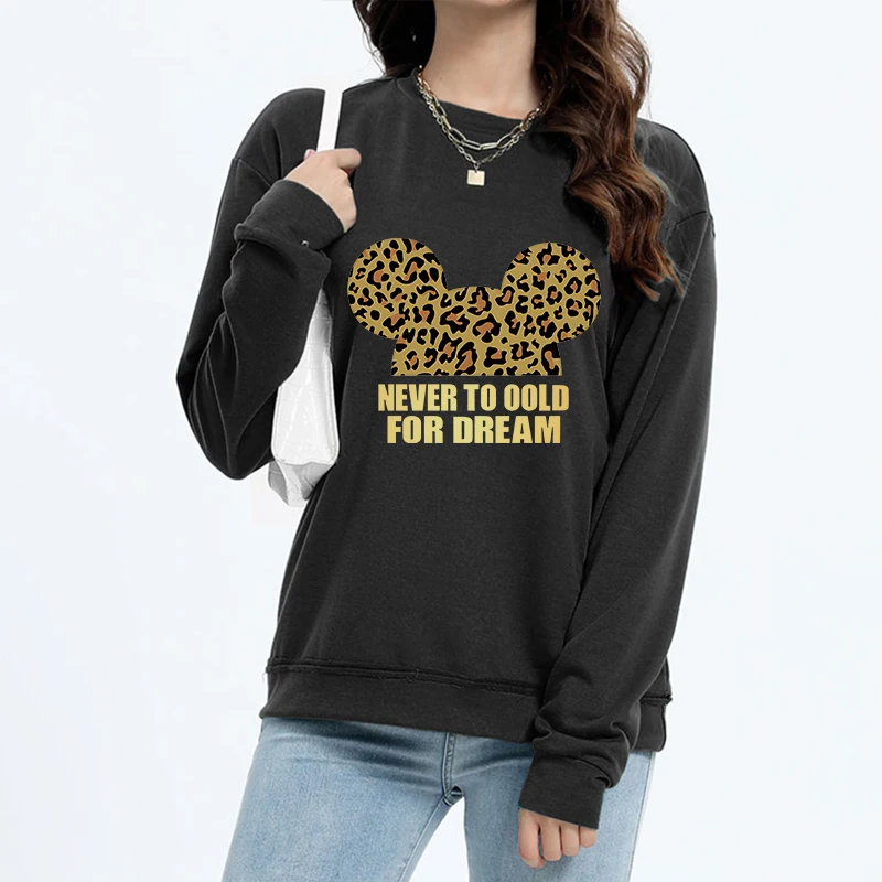 

Fashion Pullover Black Womens Clothing Y2k Hoodies Trendy Sweatshirts Hoodies Loose New Long Sleeve Girl Leopard Clothes Tops