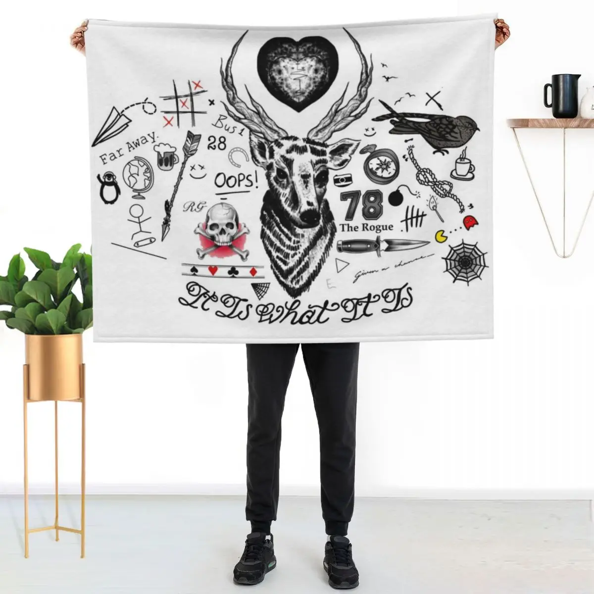 louis t tattoos Throw Blanket Softest Cute Picnic Decorative Sofas cosplay anime Tourist Blankets