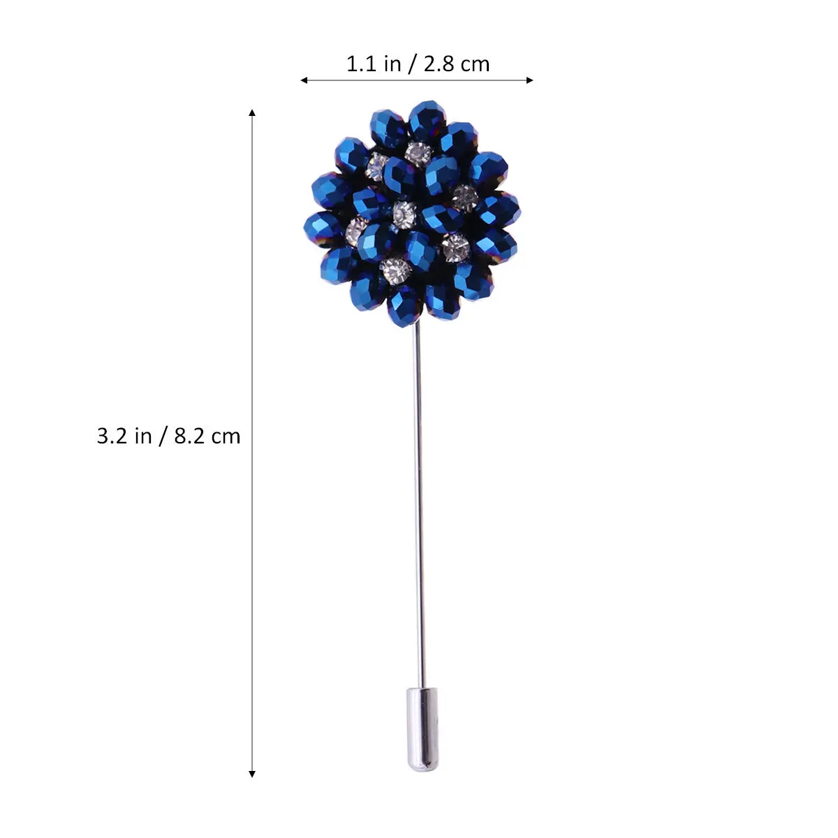 Crystal Flower Shape Long Brooch Pin Mens Suit Brooch Vintage Style Wedding Night Out Office Classy Conversation Starter