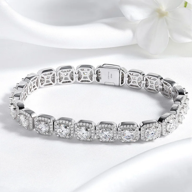Men Women 4‑6.5mm D‑Color VVS1 Full‑Paved Moissanite Tennis Bangle Bracelet S925 Sterling Silver GRA Certified Pass Diamond Tester Classic Luxury Fine Jewelry Party Wedding Gift view 5