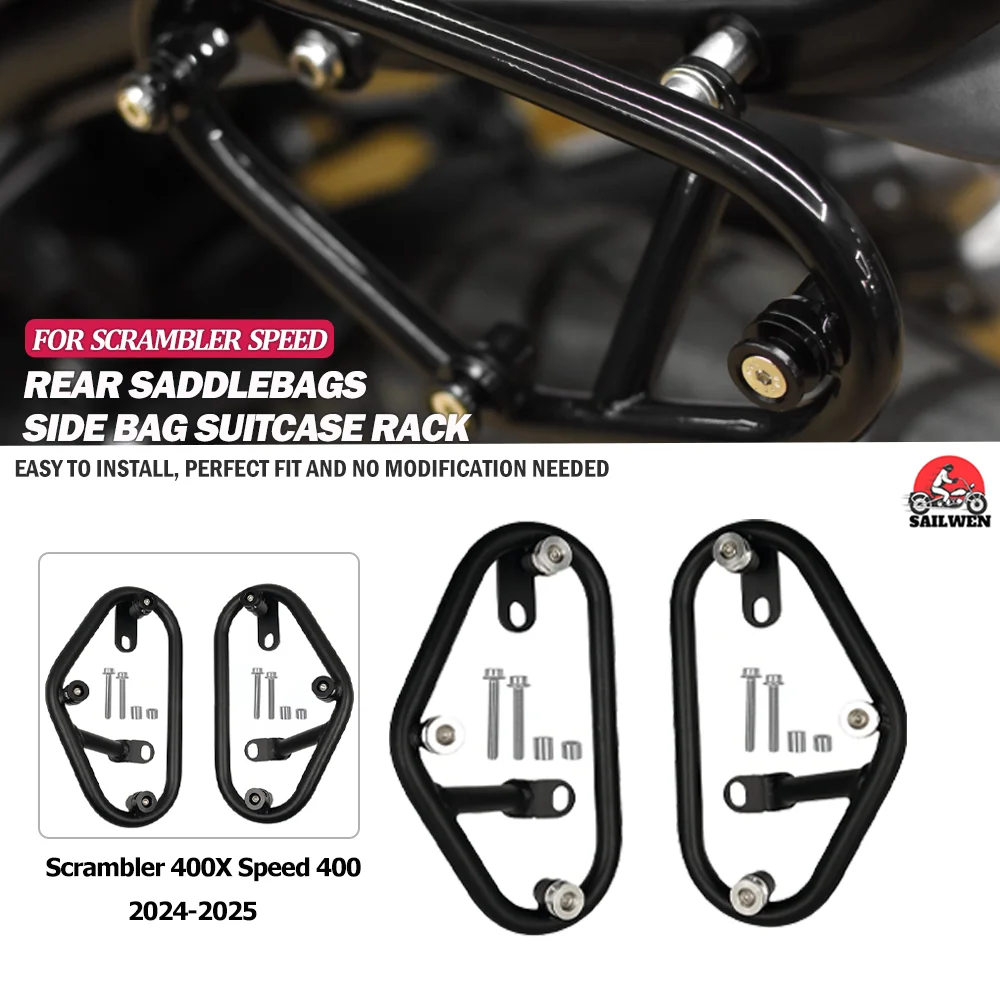 

For Scrambler 400X Scrambler400X Speed 400 Speed400 2024-2025 Motorcycle Side Trunk Bag Holder Saddle Bag Trunk Bag Support