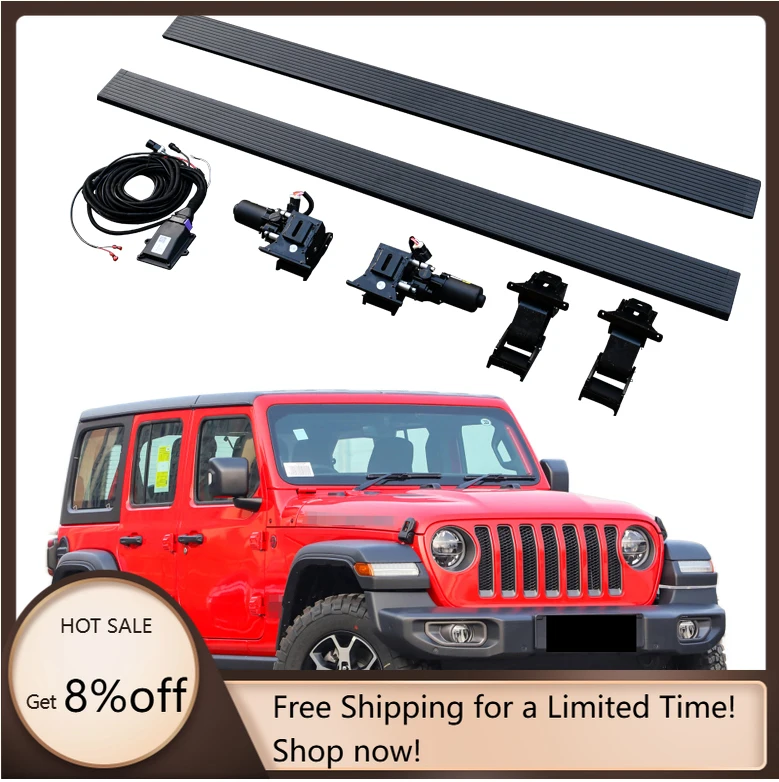

Electric Running Boards Retractable Aluminum Alloy Automatic Power Side Step for Wrangler JL 4 Door Sahara Rubicon 2018-2024 wit