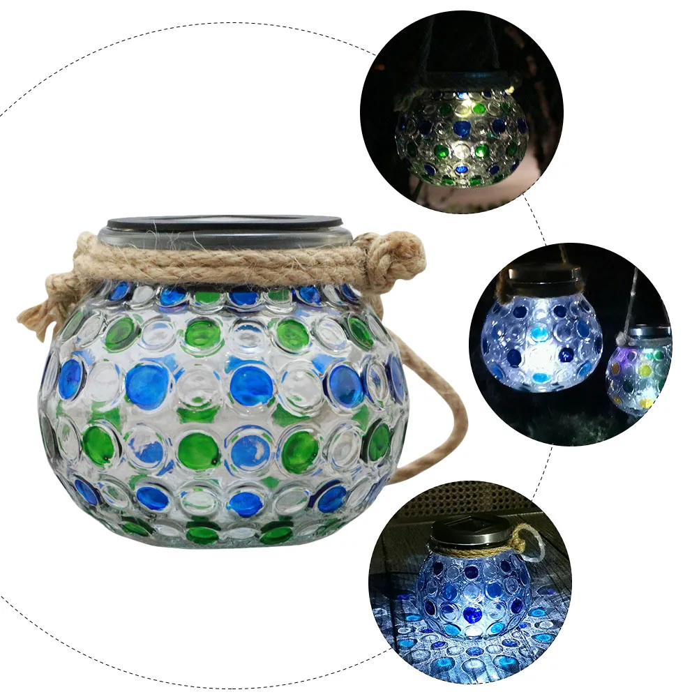 

2pcs Glass Jar Chandelier Practical Outdoor Decor Creative Solar Lamp Hanging Ball Light Waterproof Balcony Solar Power Hanging