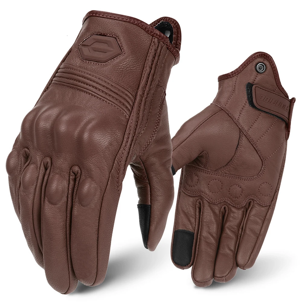 Cycling Gloves Leather Knuckle Protection Bicycle Gloves Genuine PU Motorbike Cycling Gloves For Men And Women Motorcycle Gloves 