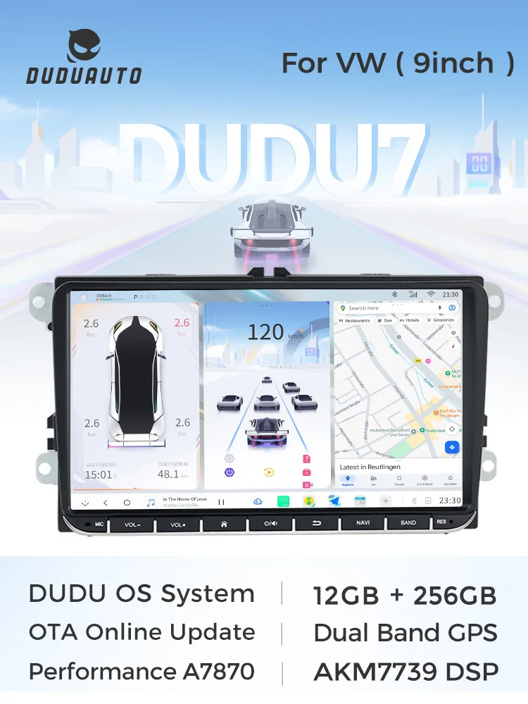 MEKEDE Schnelle Lieferung aus EU-Lager DUDUAUTO DUDU7 A7870 Universelles 9-Zoll CarPlay Android Auto Autoradio für VW Volkswagen Golf Passat B6 B7 Skoda Seat Octavia Polo Tiguan 4G BT SWC RDS DSP GPS