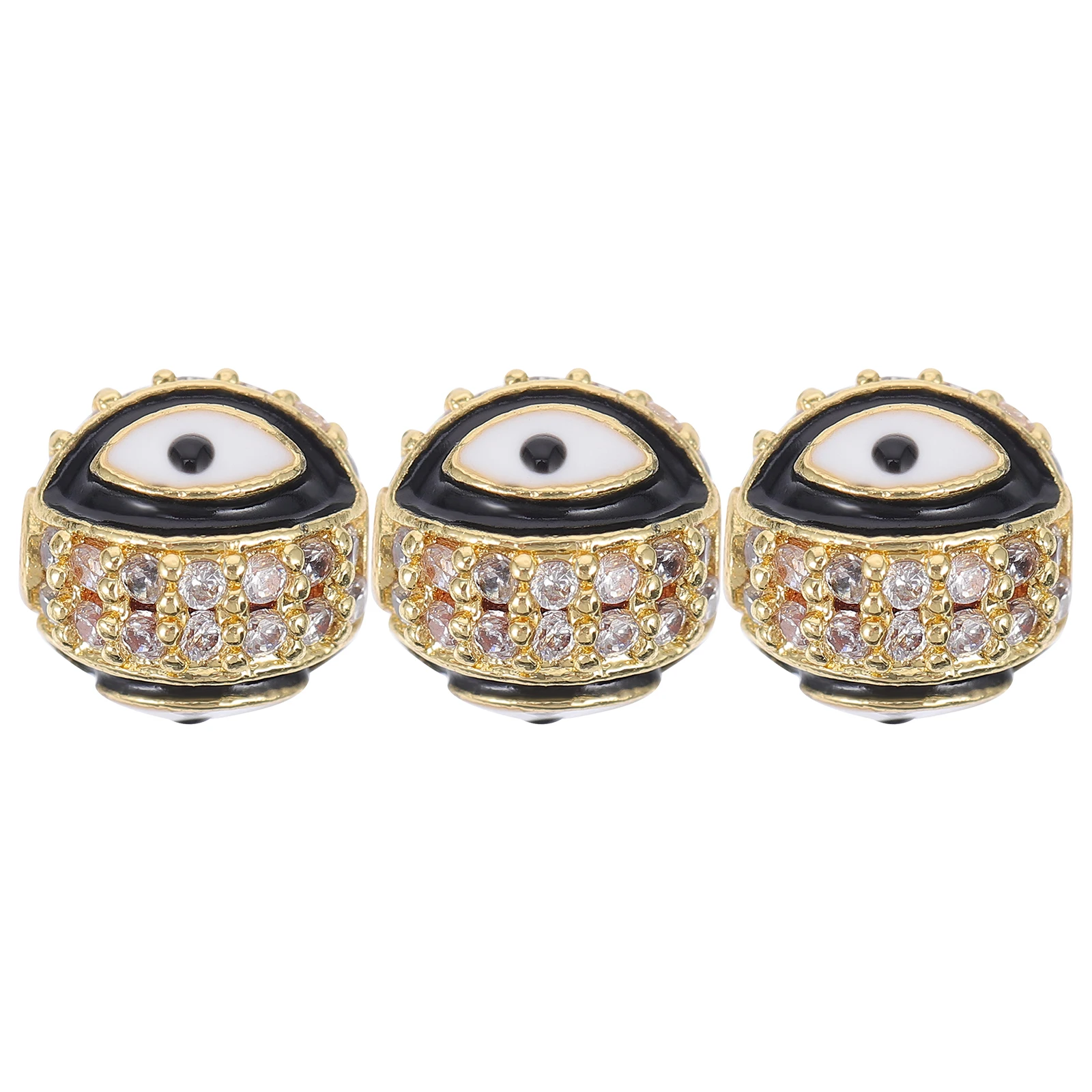 

3pcs Round Inlaid Bracelet Alloy Eye Charm Beads For Jewelry Making Diy Craft Evil Eye Connector Pendant Accessories