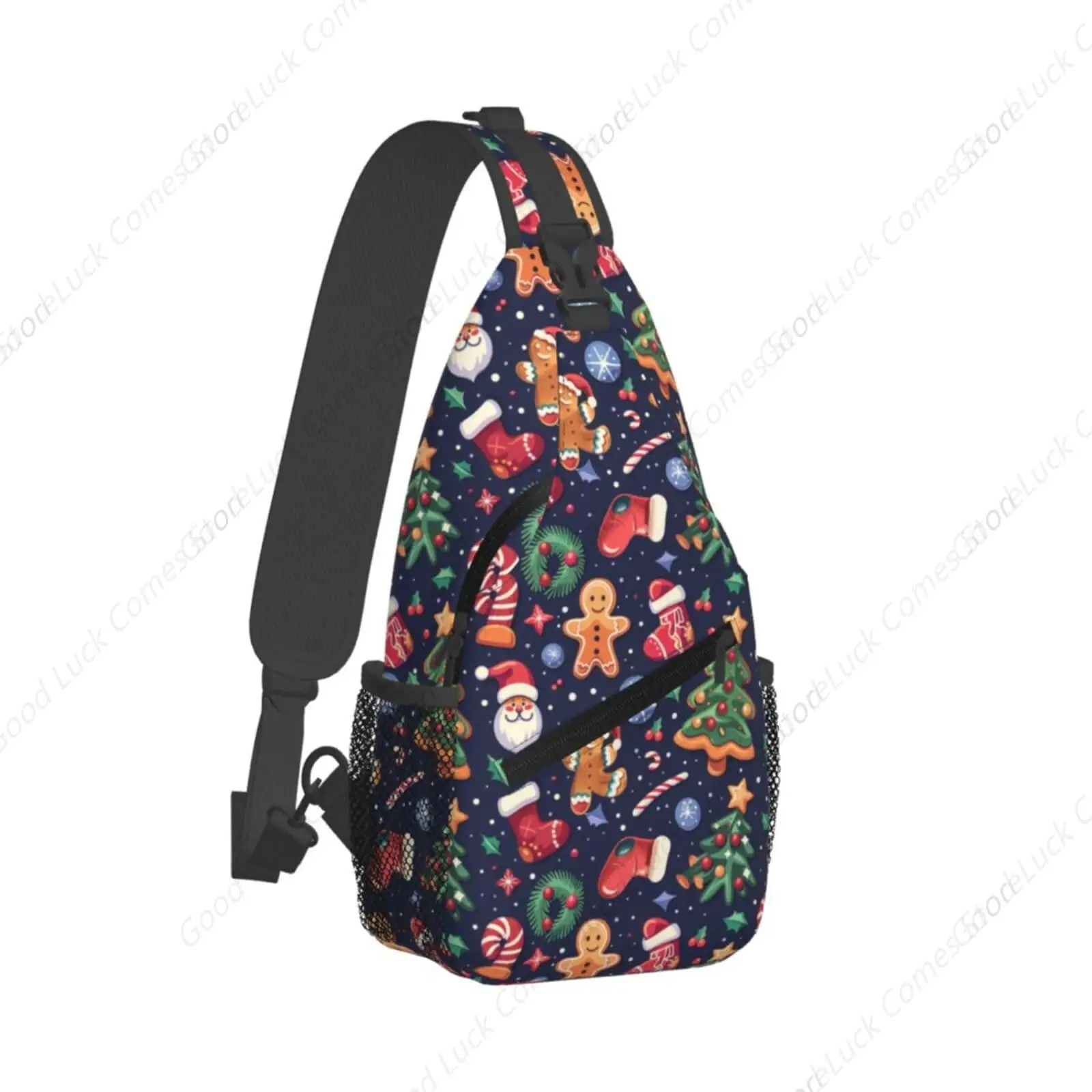 Christmas Sling Bag Snowman Crossbody Shoulder Bag Christmas Gingerbread Men Casual Backpacks Chest Bag Travel Hiking