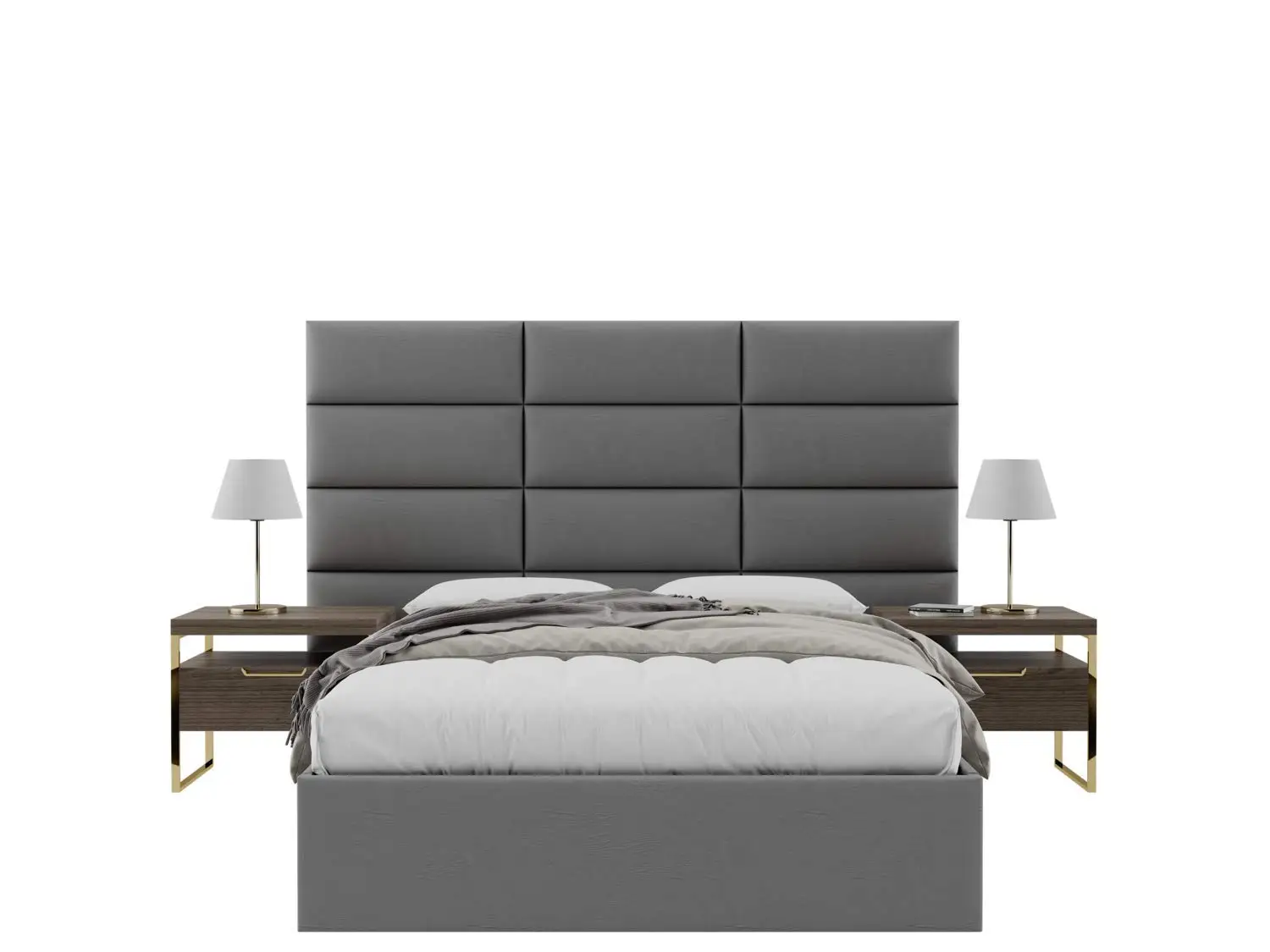 Vintage Leather Headboard Panel Queen Full Size Upholstered Bed Backrest Bedroom Furniture Grey Pewter, Customized