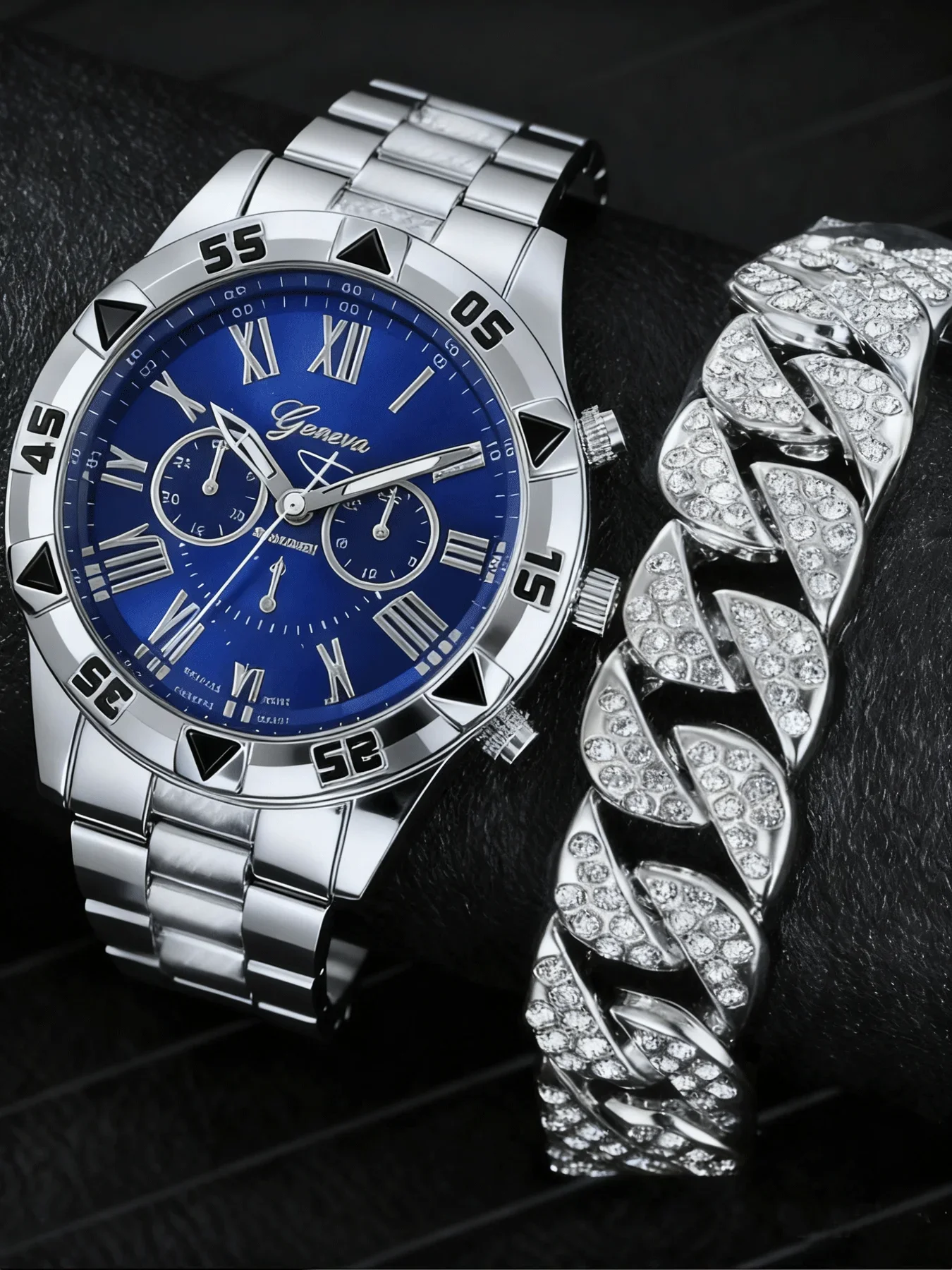 2-piece watch set, men's exquisite versatile watch, fashionable quartz watch, simple temperament watch set
