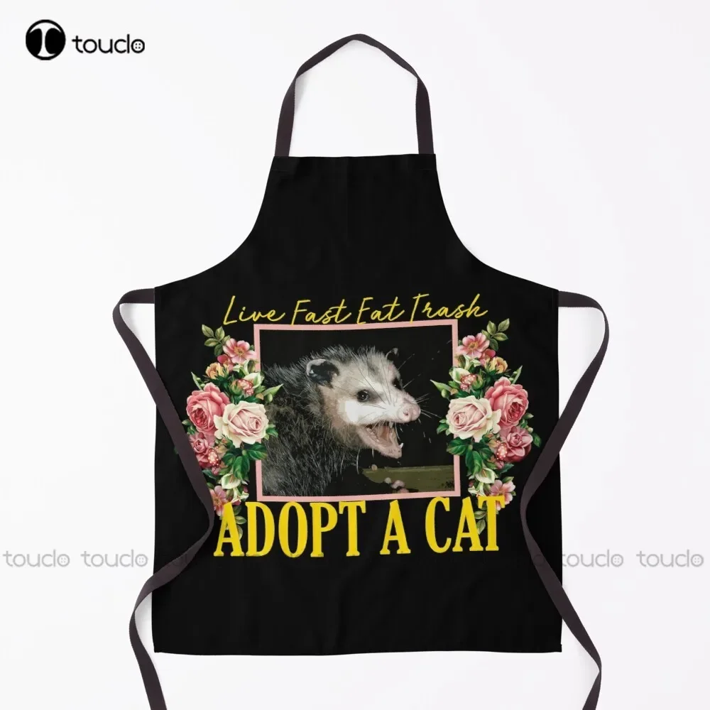 New Adopt A Cat Possum Floral Aesthetic Possum, Opossum, Funny Possum, Local Street Cat Apron Personalized Custom Cooking Aprons
