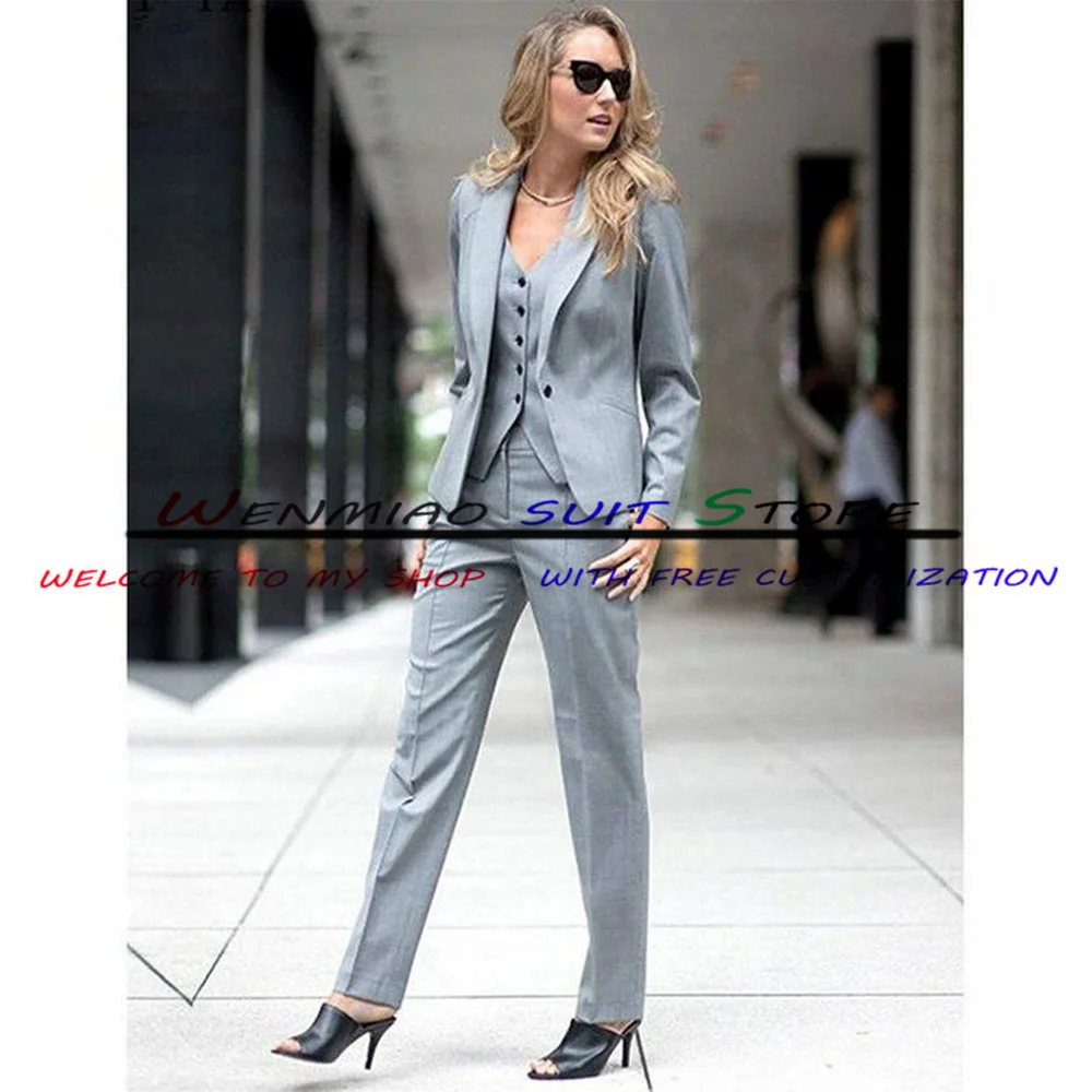 Women\'s Formal 3 Piece Vests Set, Office Workwear, Slim Fit Blazers, Mom Clothes, Fashion Jackets, Pants