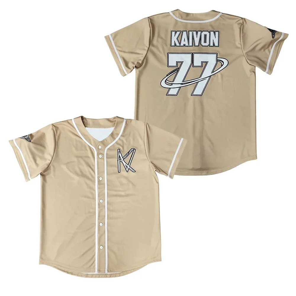 Kaivon Summer 2023 Sand Jersey Merch Men/Women Harajuku Thin button Baseball uniform Oil Slick Baseball Jersey