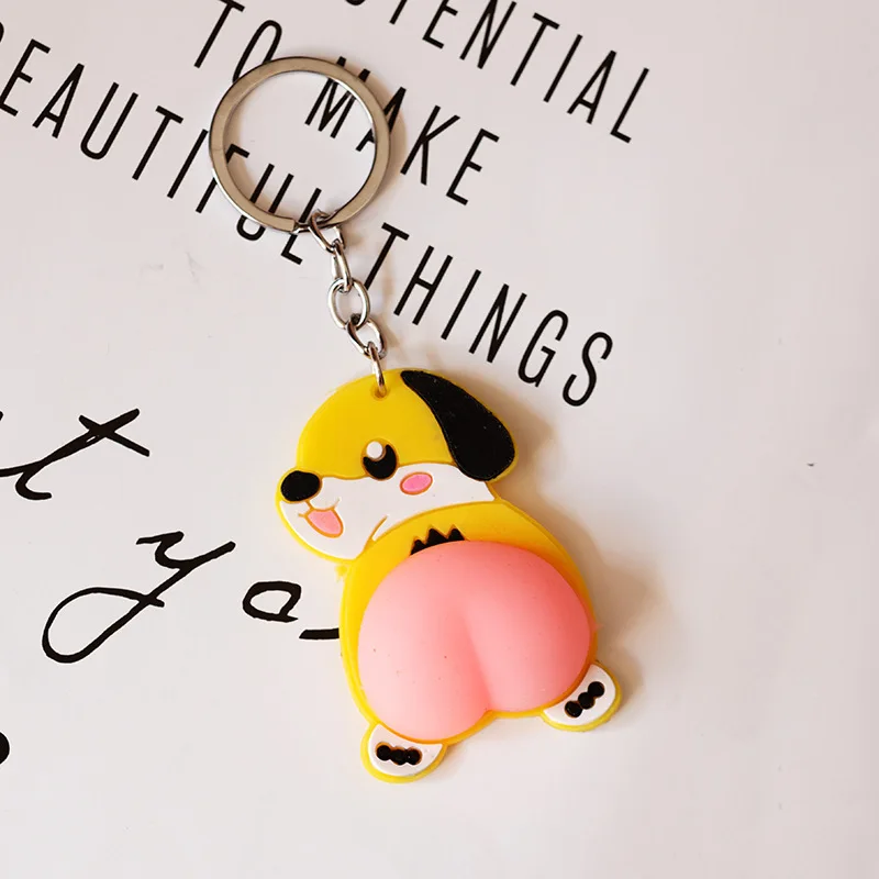 Honey Peach Cartoon Fidget Toy Keychain Pendant Anti-Anxiety Stress Relief Hand Toys for Kids Adults Gifts Keyring Key Chains