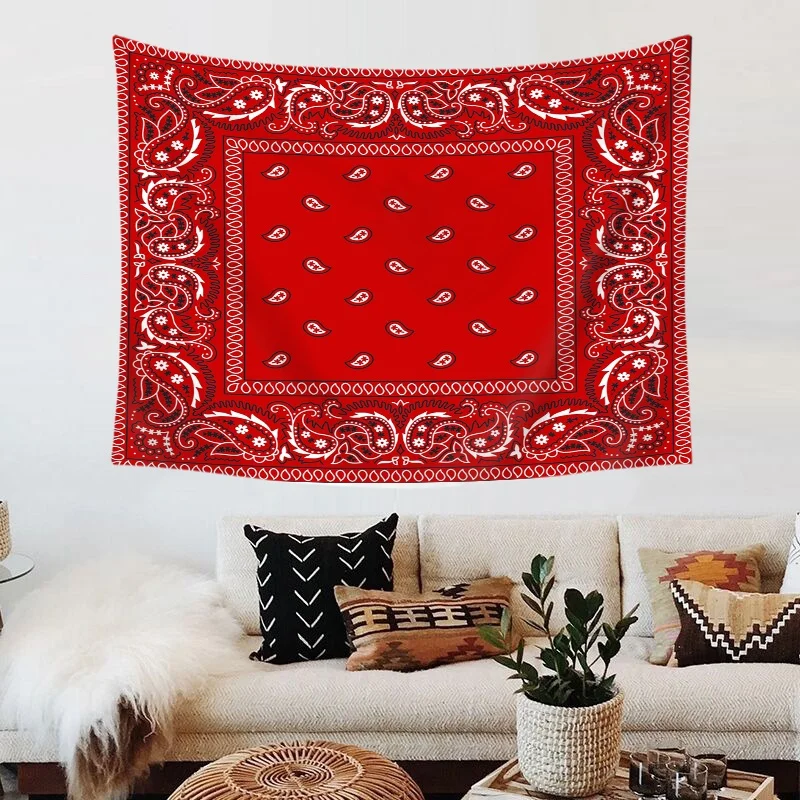 VIKAMA Retro Bohemian Paisley Bandana Tapestry - Living Room Bedroom Wall Decor Easy Hang Home Accents