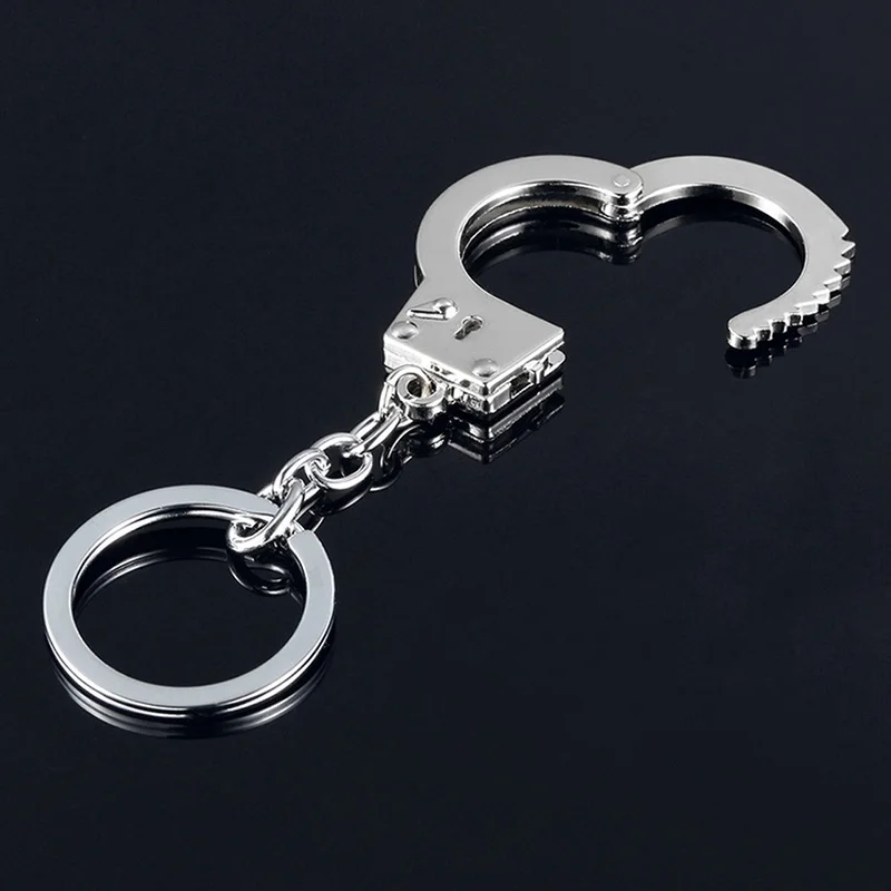 Beautiful Keyring Gadget Lover\'s Gift Double Handcuffs Metal Key Fob Keychain