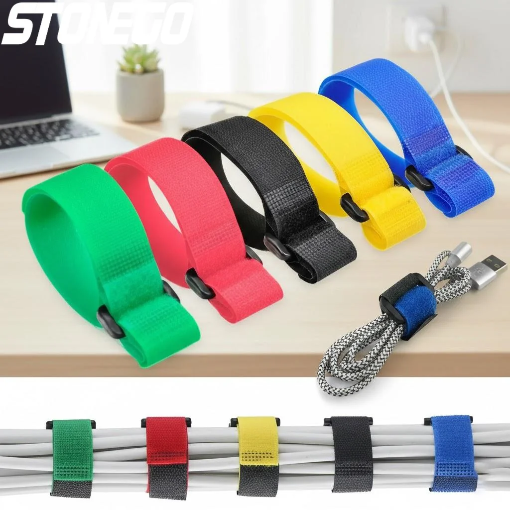 Adjustable Nylon Strap Ties 10Pcs Multi-Purpose Hook Loop Wire Management Storage Accessories