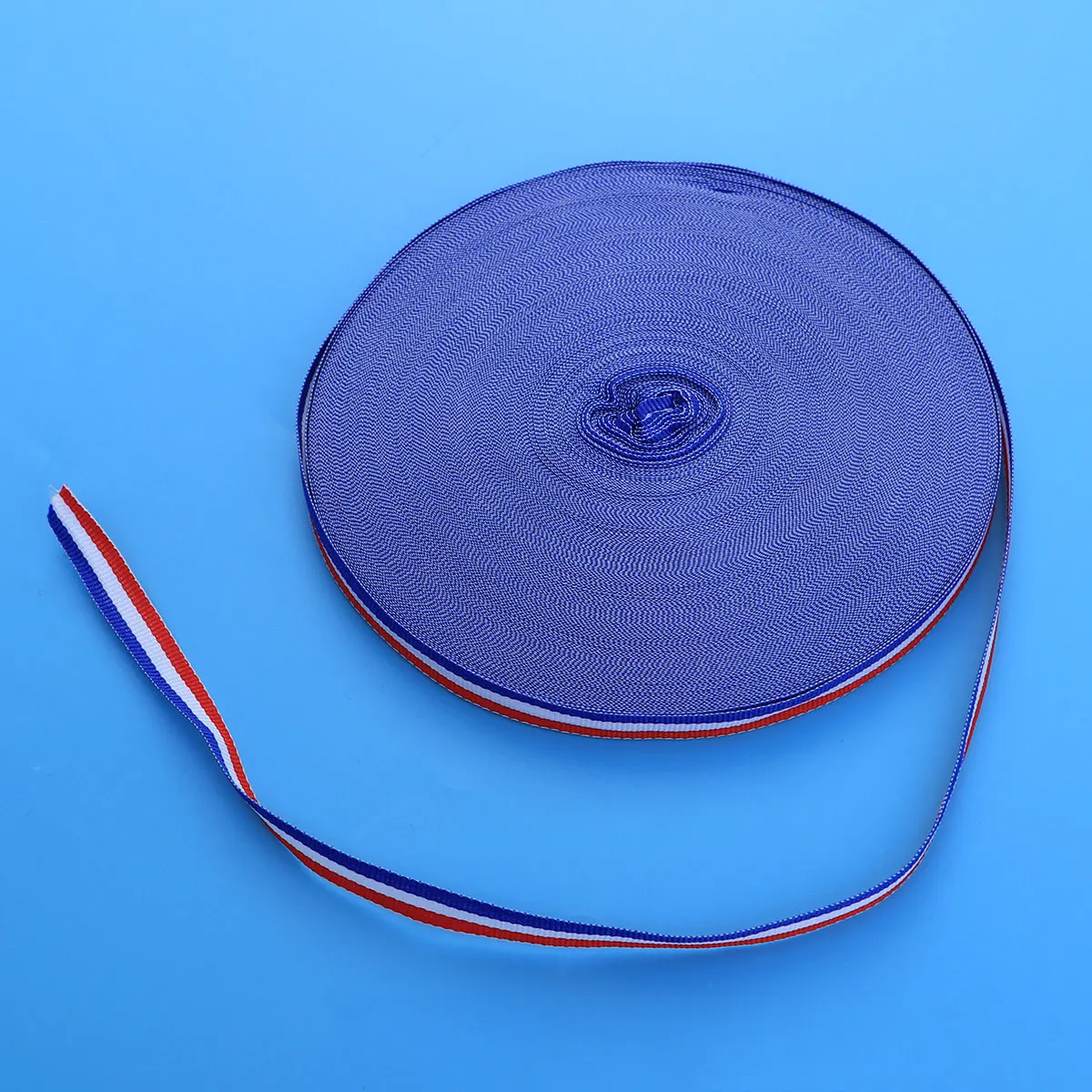 50M 1Cm Polyester Stripes Red White Blue Color Fast Eco-Friendly For Wedding Costume Bag Gift Wrapping Sewing Craft Projects