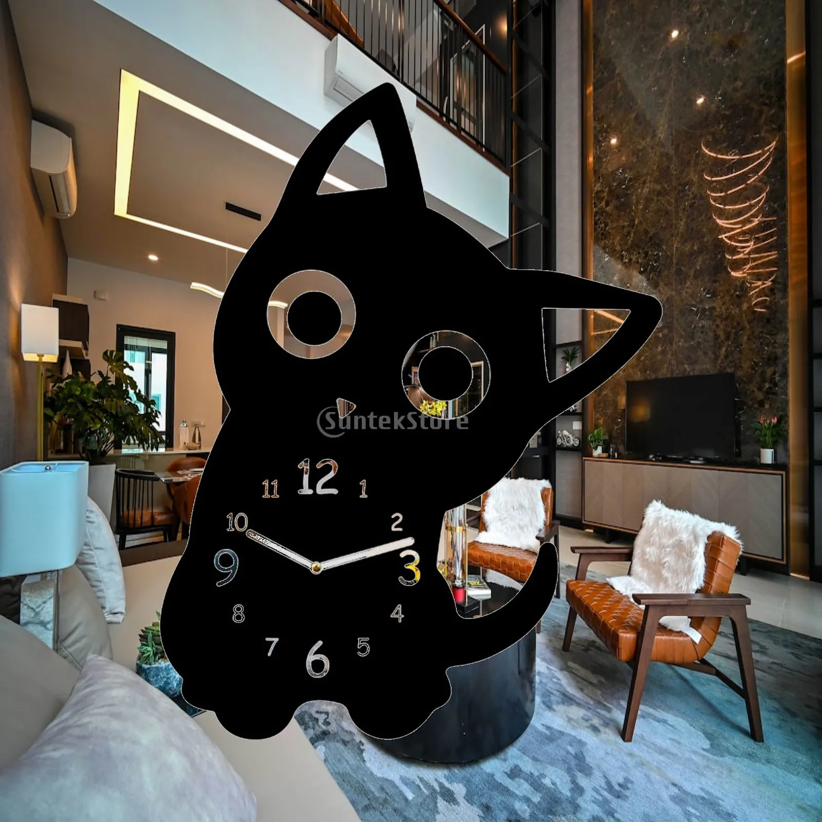 Charming Cat Shaped Acrylic Desk Clock Silent Non Ticking Bedroom Clock for Children Room Decor Modern Home