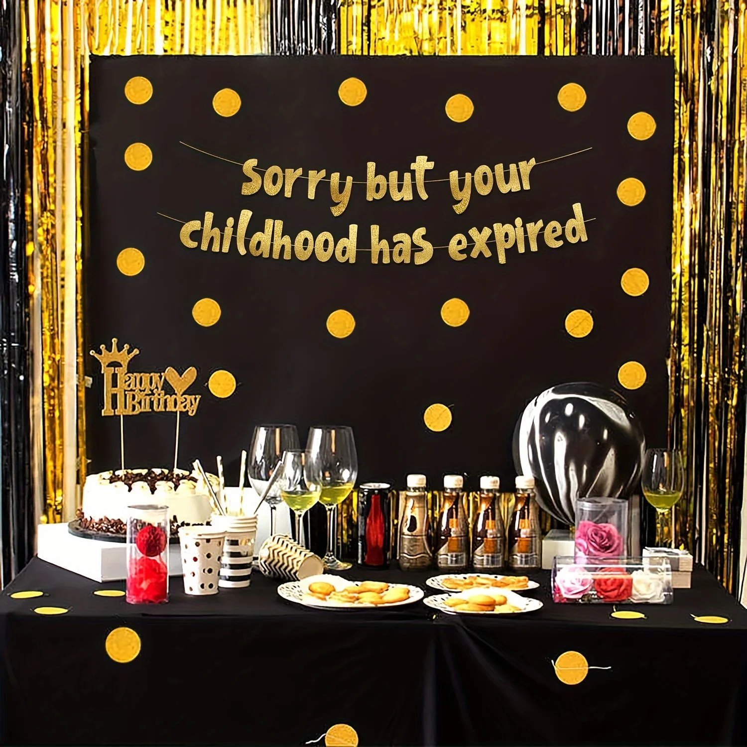 Sorry But Your Childhood Has Expired Banner – 18th and 21st Birthday Party Banner Graduation Party Decorations Favors and Suppli