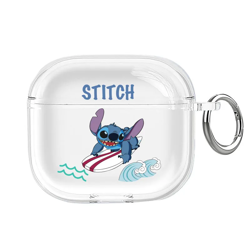 투명 스티치 에어팟 4 헤드폰 커버, 에어팟 프로2 프로 3 2 1용 만화 캐릭터 이어폰 케이스, 후크 포함 보호 커버