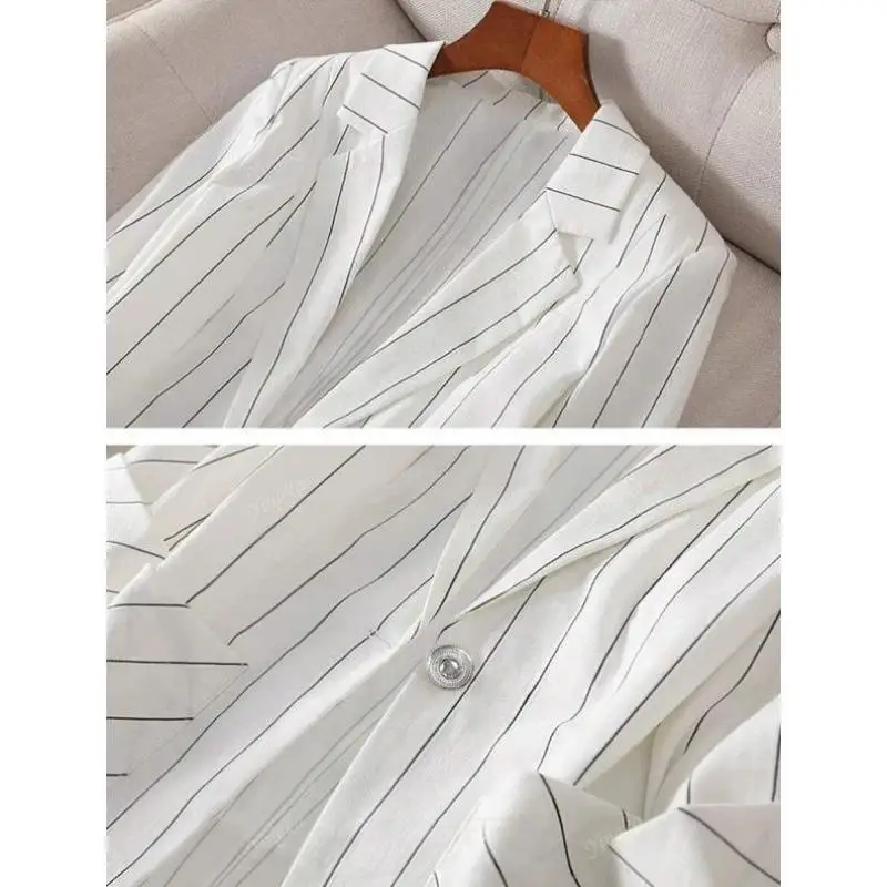 جديد V 233 المرأة الربيع الصيف رقيقة شريط زر واحد سبعة أقدام السراويل ملابس رياضية كاجوال مجموعة الخريف الموسم سبعة أرباع... #3