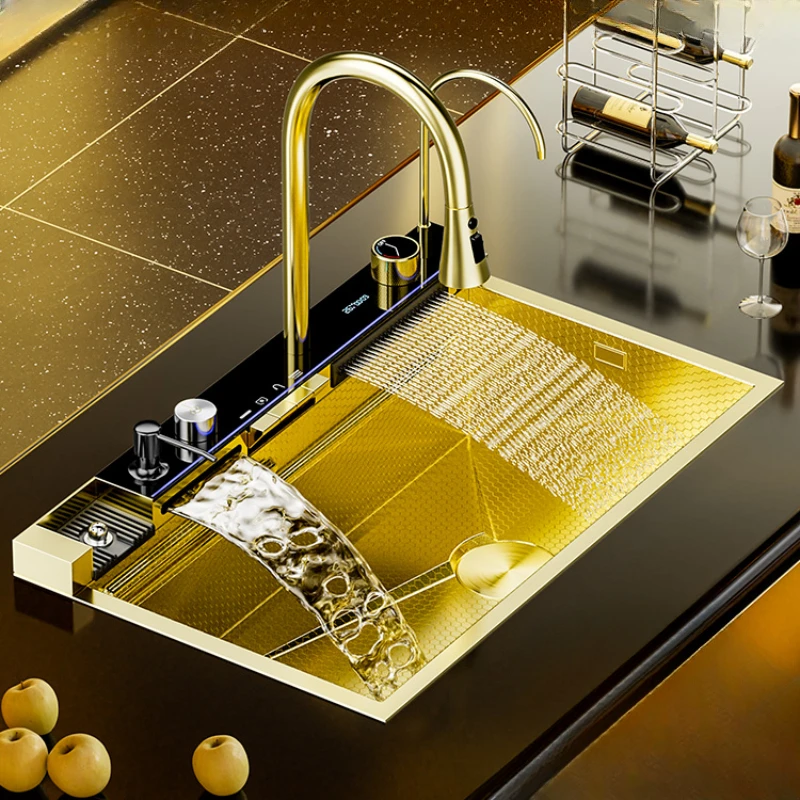 Gold sink honeycomb large single slot multifunctional 304 stainless steel