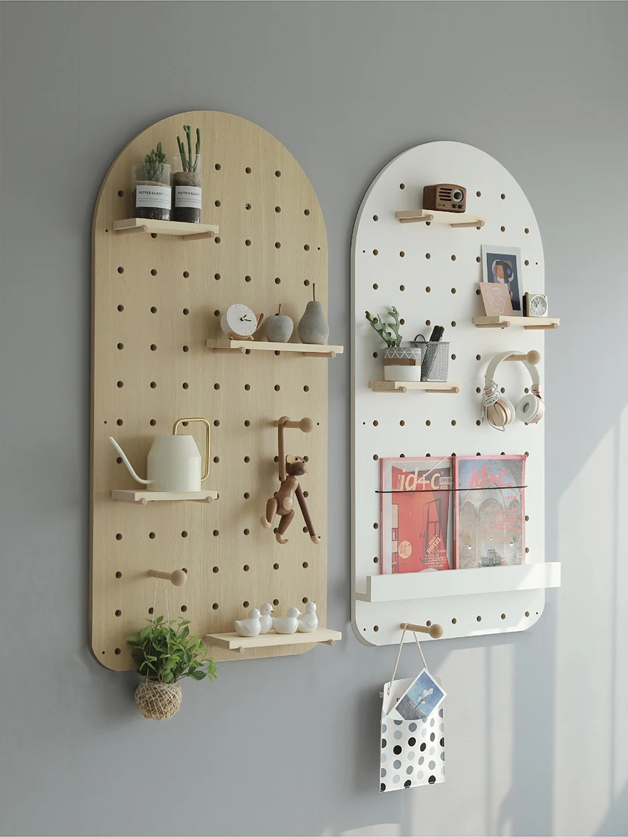 Customized hole board, wooden wall hanging, wall partition decoration, display, storage and storage rack, customized with solid