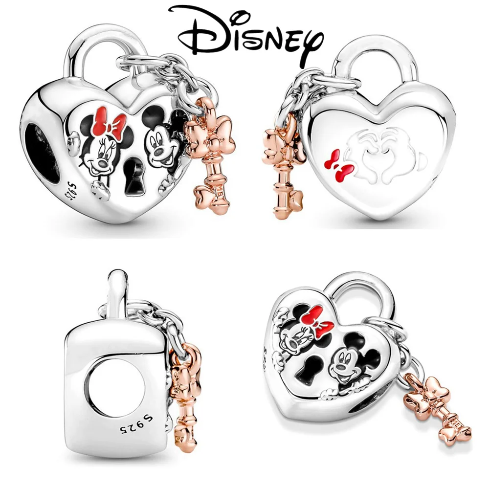 Disney 100th Stitch 925 Silver Pumpkin Cart Dumbo Princess Charm Mickey Minnie Beads Fit Original Pan DIY Bracelets Jewelry