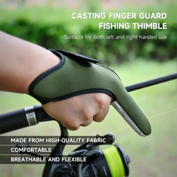 Breathable For fishing Finger Protective Sleeve with Leather Reinforcement Non-Slip Palm and Customizable Wrist Fit