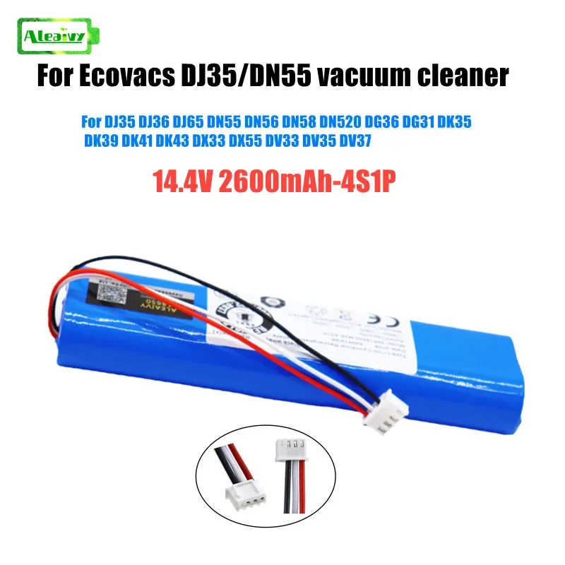 

14.4V 2600mAh Robot Vacuum Cleaner Replacement Battery for Ecovacs DJ35 DJ36 DN55 DN520 DG36 DK35 DV37 Lithium Ion Battery pack