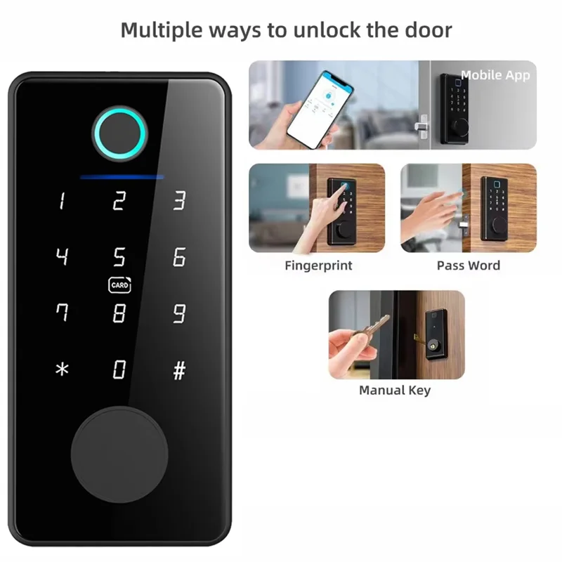 AAAEL-Tuya App Remote Control Smart Door Lock Indoor House Electronic Lock Deadbolt Withkeys Lock
