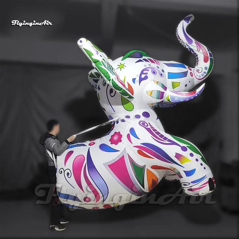 3m Funny Parade Performance Colorful Wearable Inflatable Elephant Costume Walking Blow Up Parade Animal Suit For Circus Show