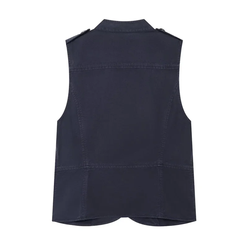 Guobioziy2026 Women's Sleeveless Work Vest with Diagonal Metal Buttons, Slim Casual Sleeveless Waistcoat for Daily Streetwear