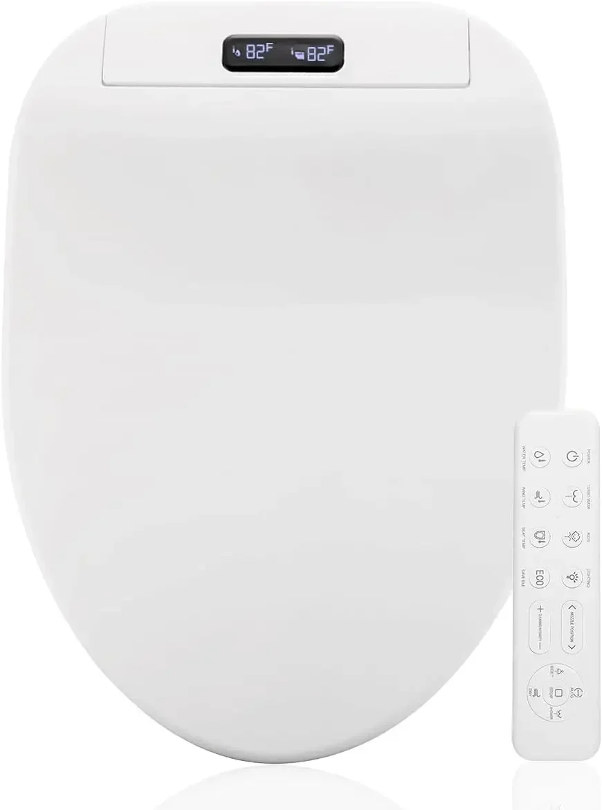 

Электрическое сиденье-биде для унитаза - самоочищающееся, с подогревом, удлиненной формы и беспроводным пультом управления - неограниченная подача теплой воды - удобство