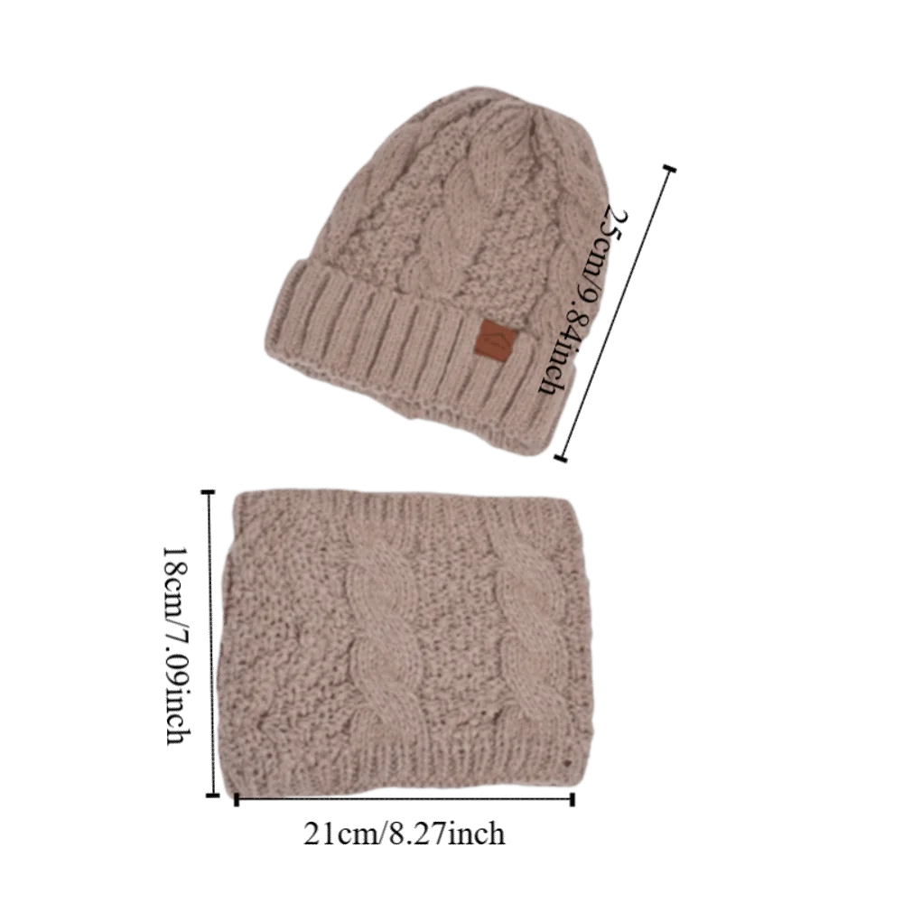 Gorro de invierno suave, conjunto de bufanda, forro polar, gorro de punto térmico grueso, calentador de cuello, gorro de lana cálido de diseño elegante