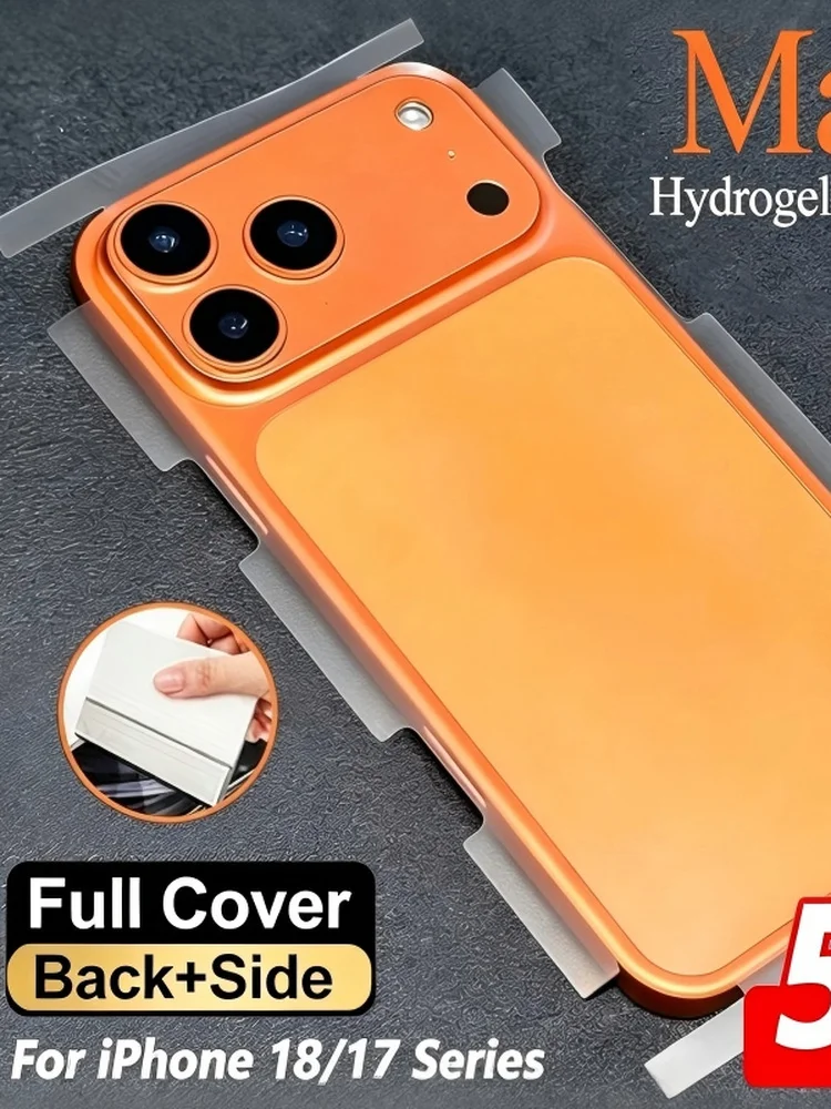 5 Stück Vollflächige Matte Rückseitenfolie für iPhone, Hydrogel-Folienblätter, für iPhone 18 Pro Max/18 Pro/17 Pro/17/17 Pro Max Rückseitenfolie