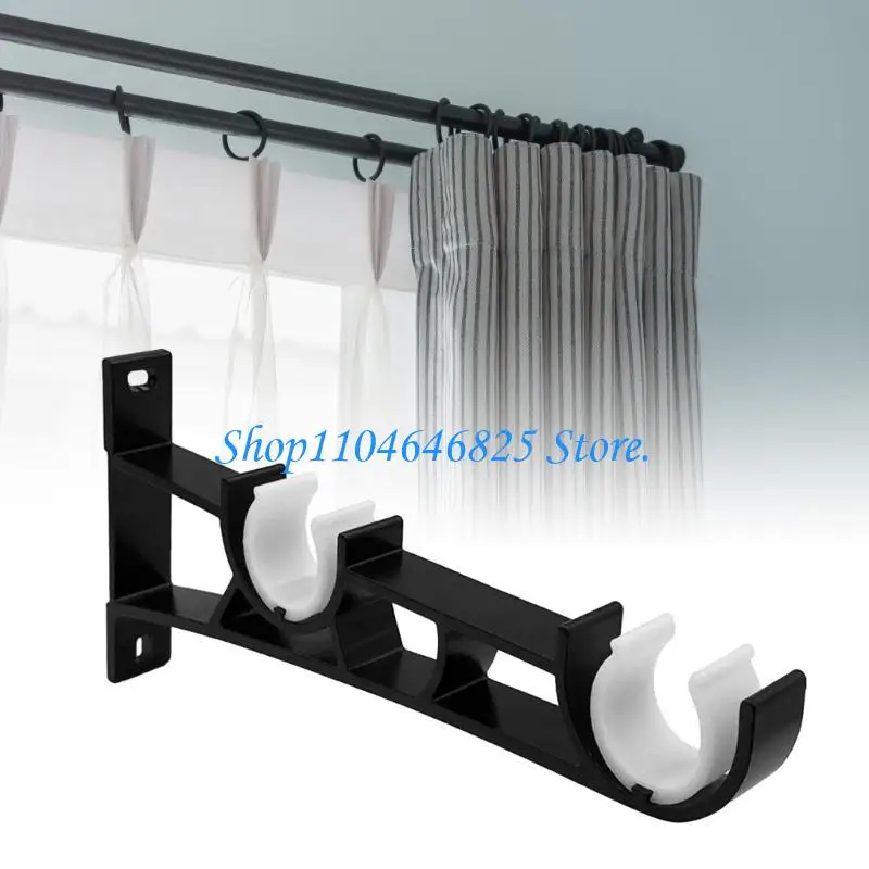 6Pcs Double Curtain Rods Support Metal Wall Brackets Drapery Poles Rails Holders