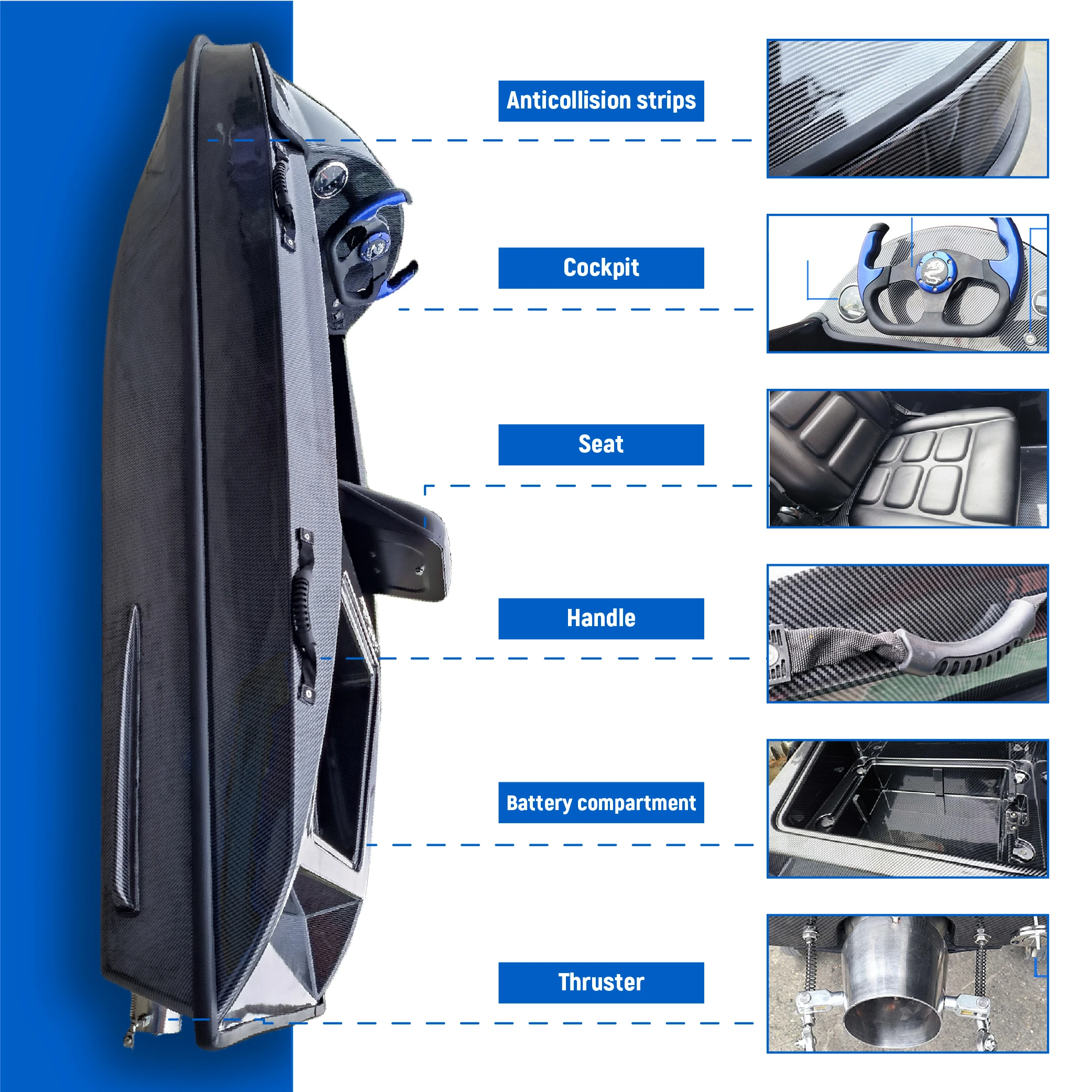 Customizab Model 48V 15KW ABS Electric Fishing Boat Sea Kart for Adults Water Surfing Jet Ski Ocean Waters Electric Surfboard
