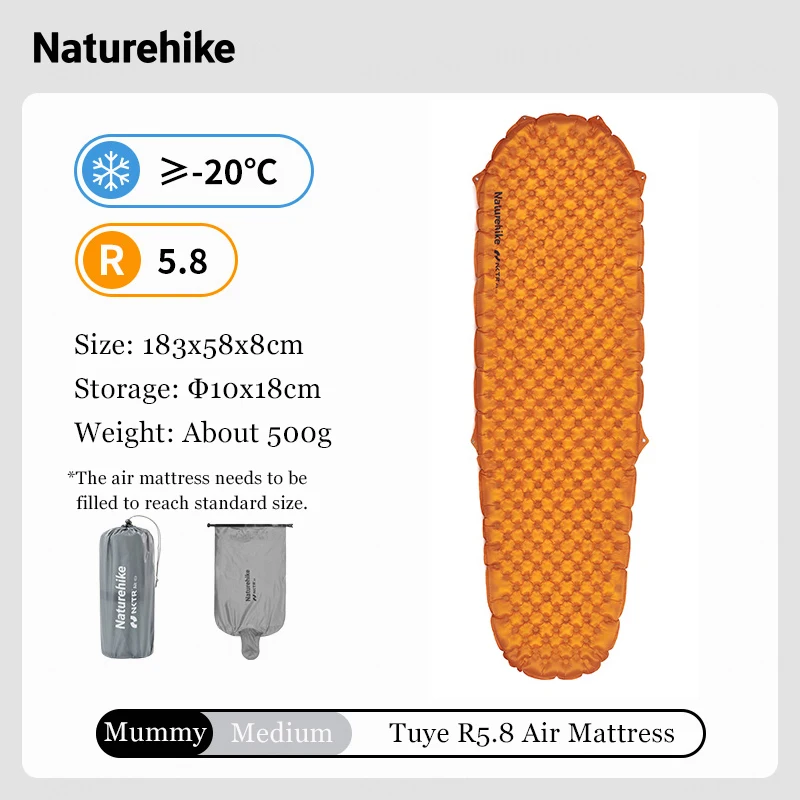Naturehike-インフレータブルスリーピングパッド付きキャンプマット